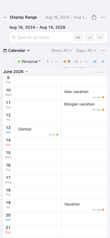 see calendars side-by-side
