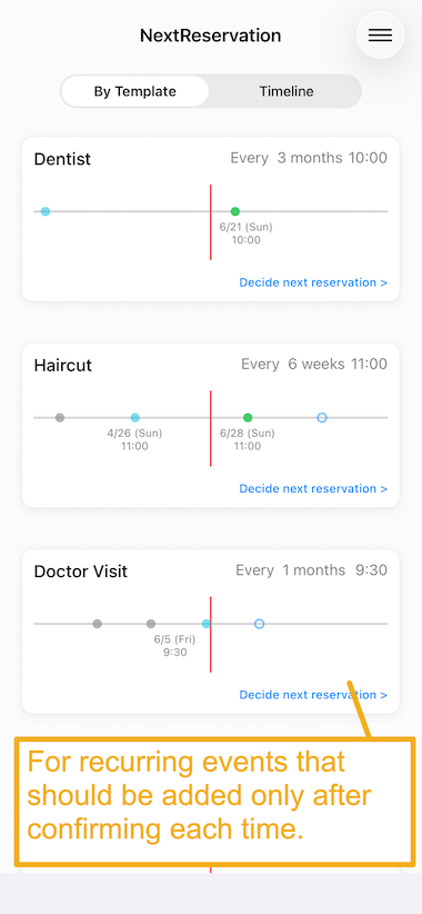 Recurring plans that are decided after confirming each time