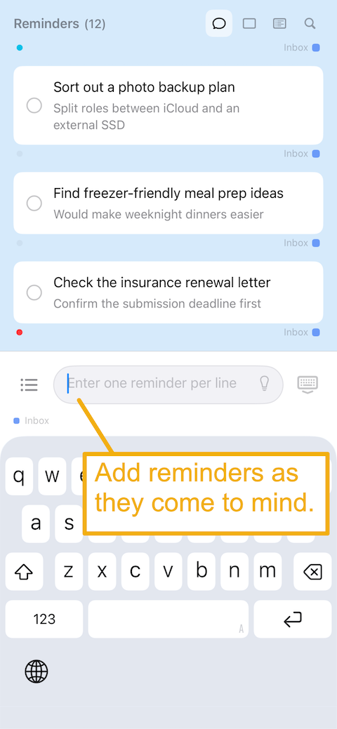 A chat-style screen designed to make input feel more casual